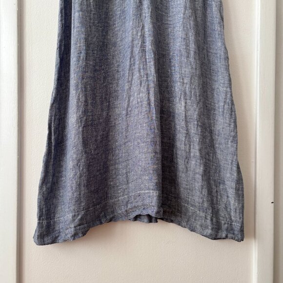 CP Shades Blue Chambray Linen A-Line Lagenlook Dress - Picture 4 of 6